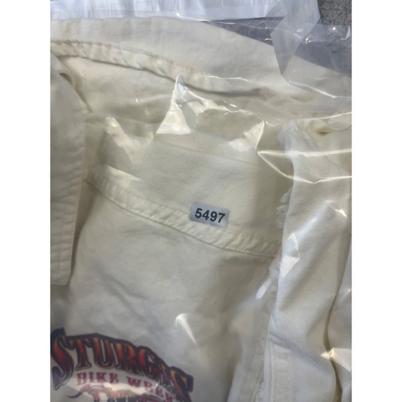 Sturgis Bike Week Sleeveless Shirt Mens XL Biege 2008 Button Up Thunder Threads - Picture 10 of 10